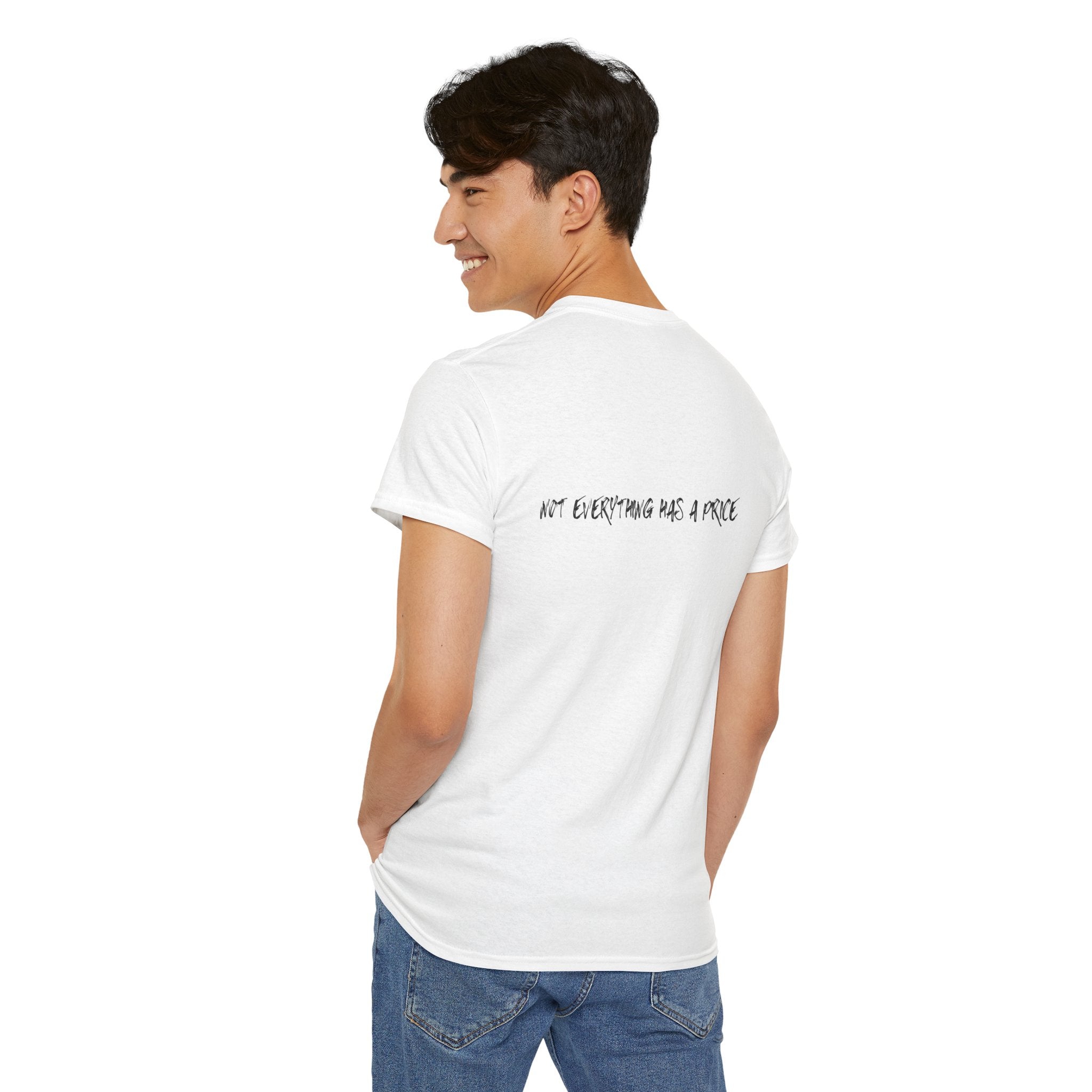 Graphic Tee — 'Money Misery / Not Everything Has a Price' Minimal Script T-Shirt