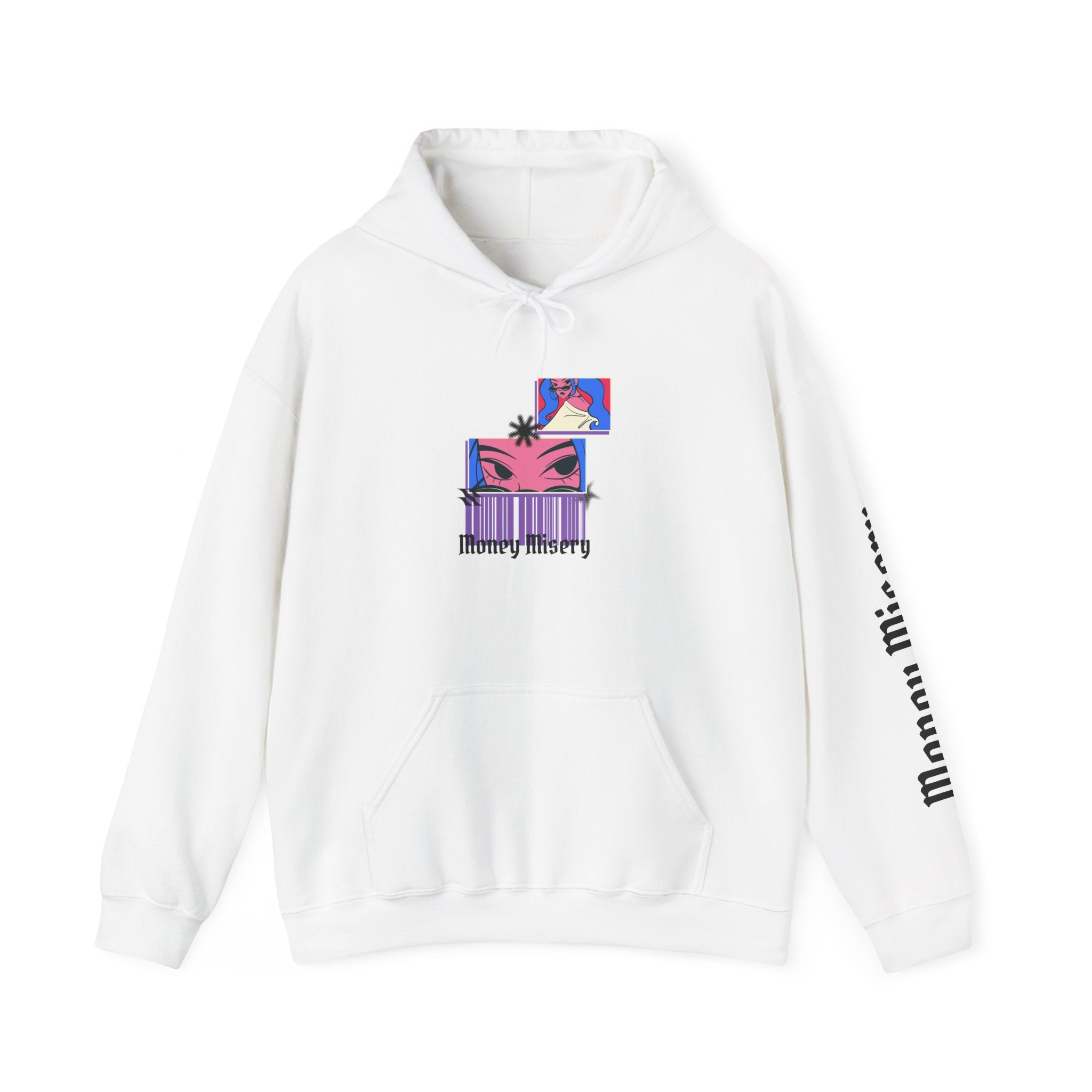 Aesthetic Pink or White Hoodie — "Money Misery" Graphic Pullover