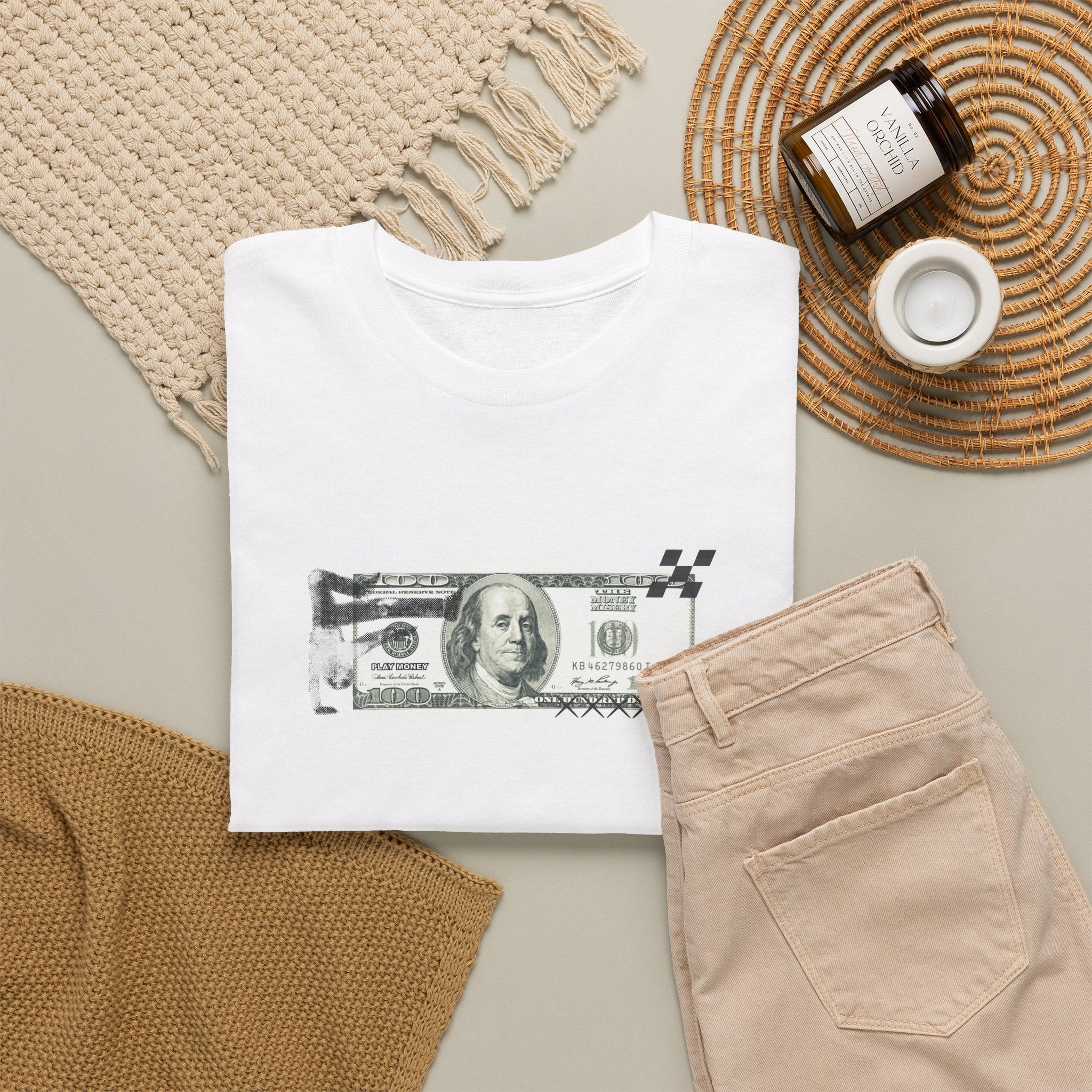 Money Band Tee — Minimal Dollar Bill Graphic Shirt