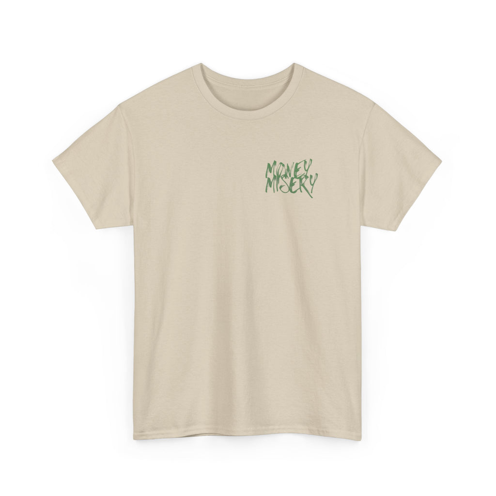 Money Misery Minimal Green Script Chest Tee