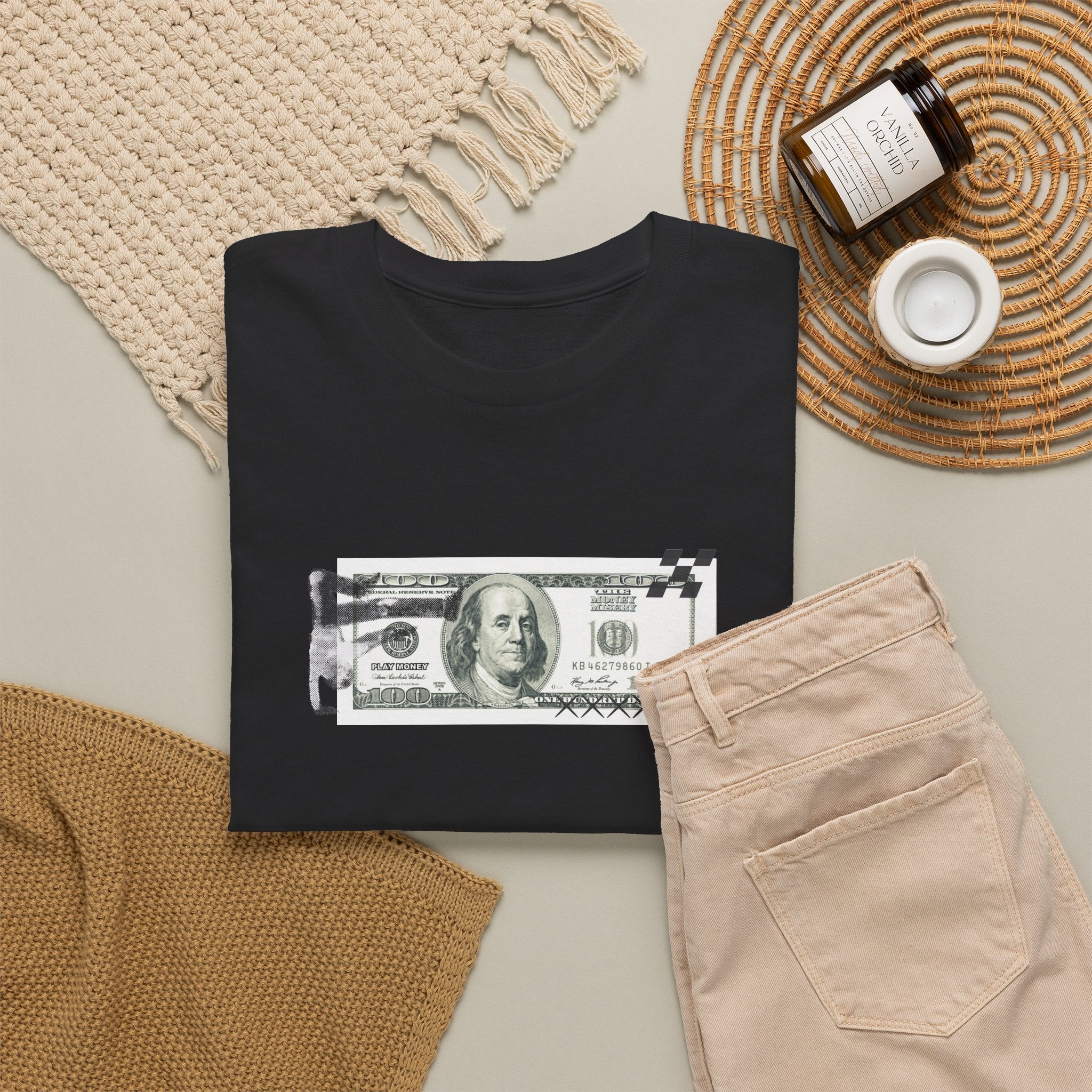 Money Band Tee — Minimal Dollar Bill Graphic Shirt