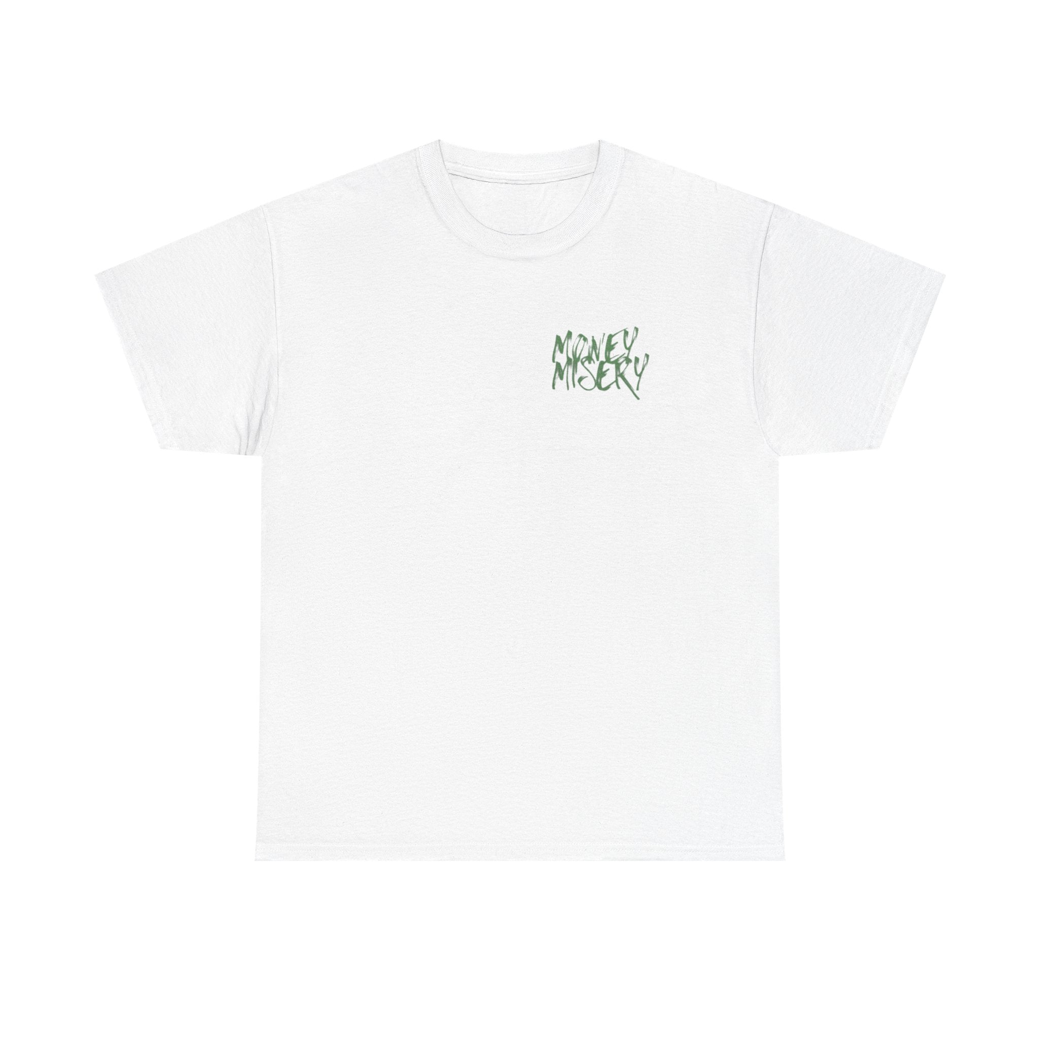 Money Misery Minimal Green Script Chest Tee