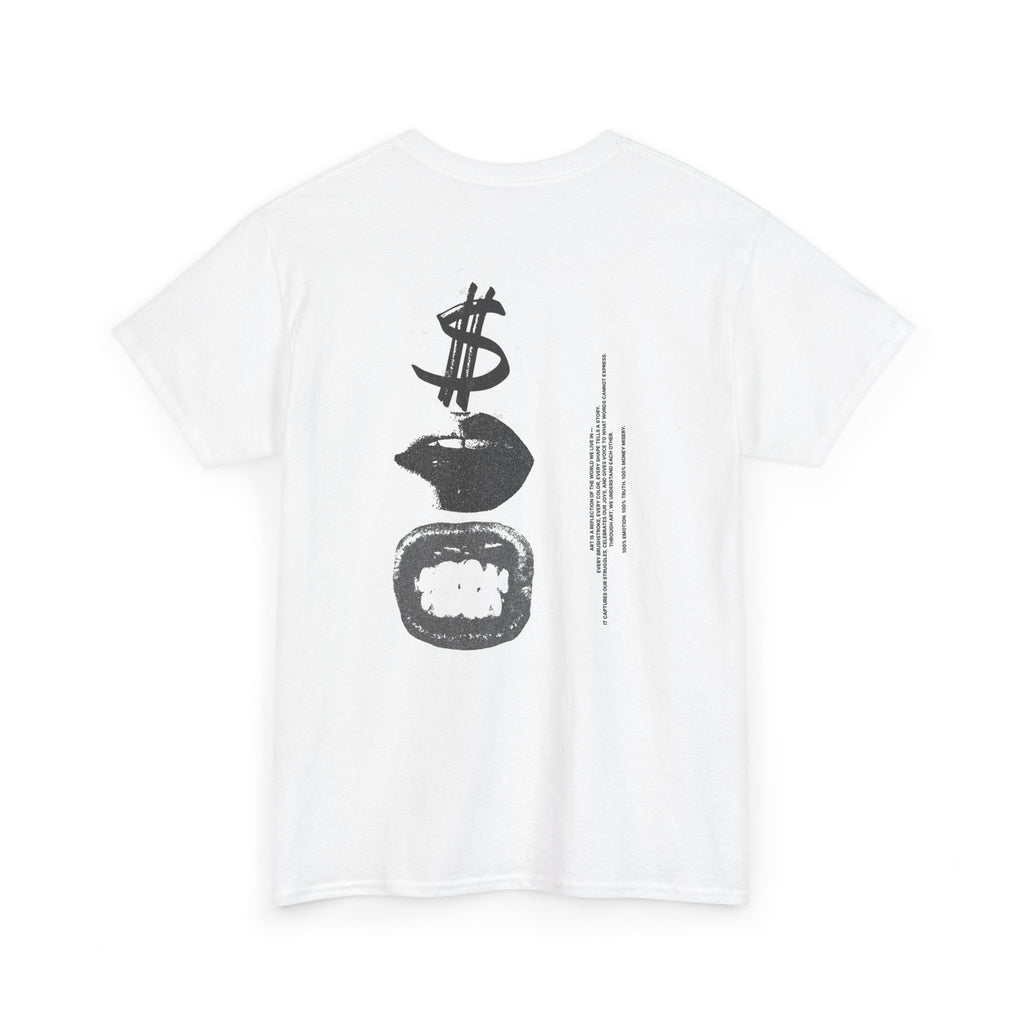 Graphic Tee — Minimalist Money Symbols Back Print ("Money Mistery")