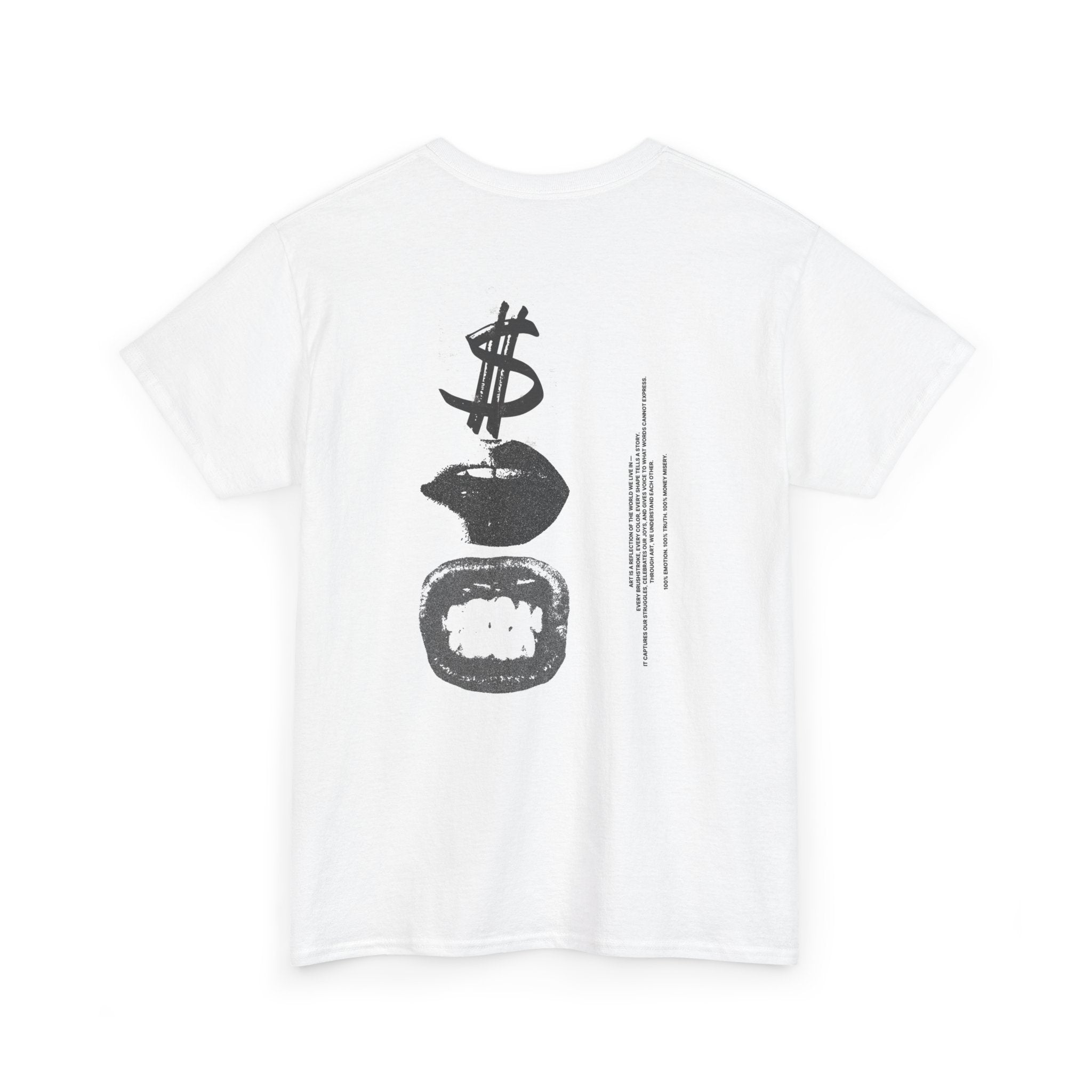 Graphic Tee — Minimalist Money Symbols Back Print ("Money Mistery")