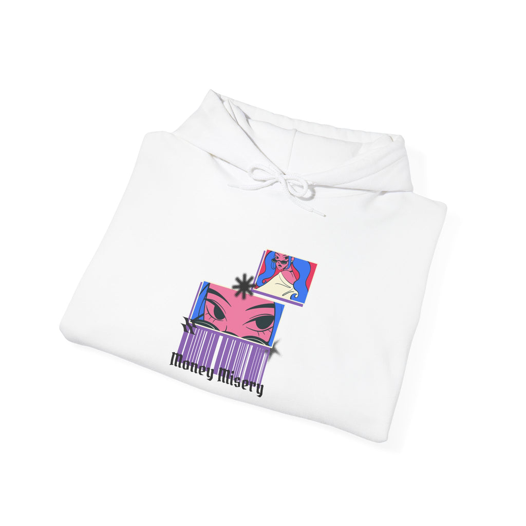 Aesthetic Pink or White Hoodie — "Money Misery" Graphic Pullover