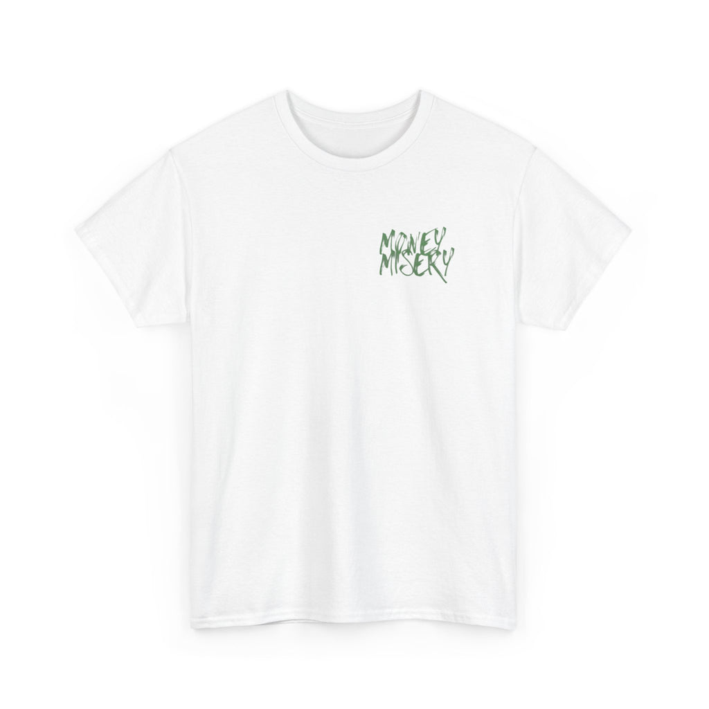 Money Misery Minimal Green Script Chest Tee