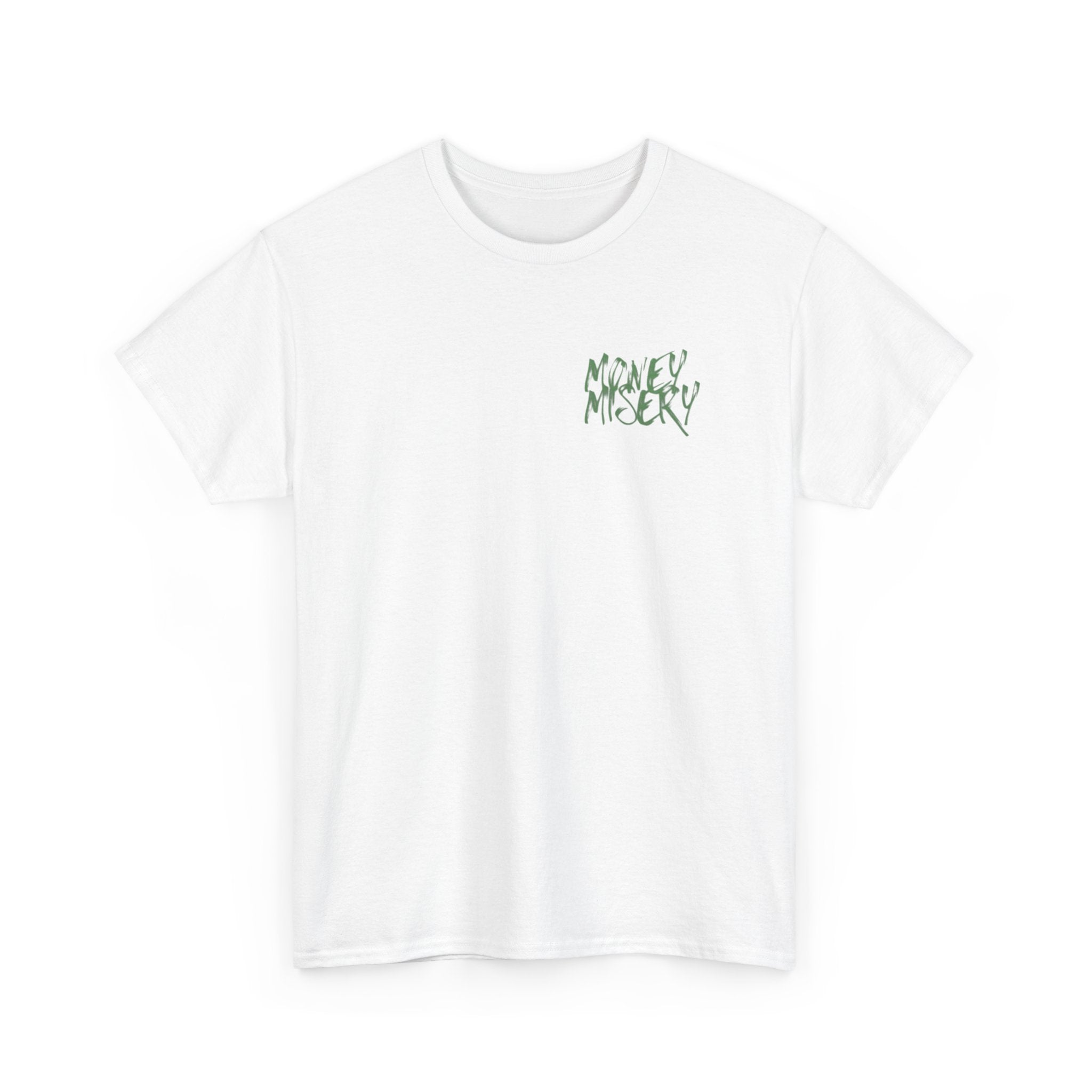 Money Misery Minimal Green Script Chest Tee