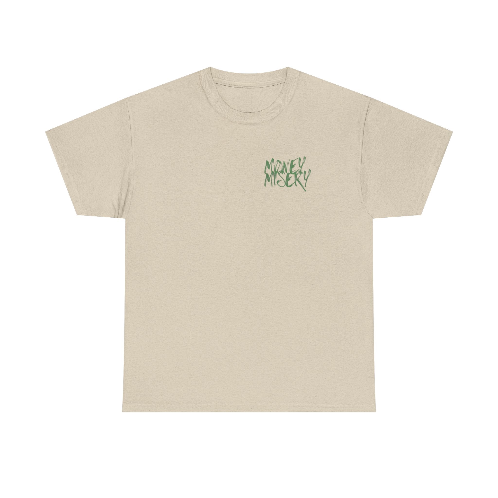 Money Misery Minimal Green Script Chest Tee