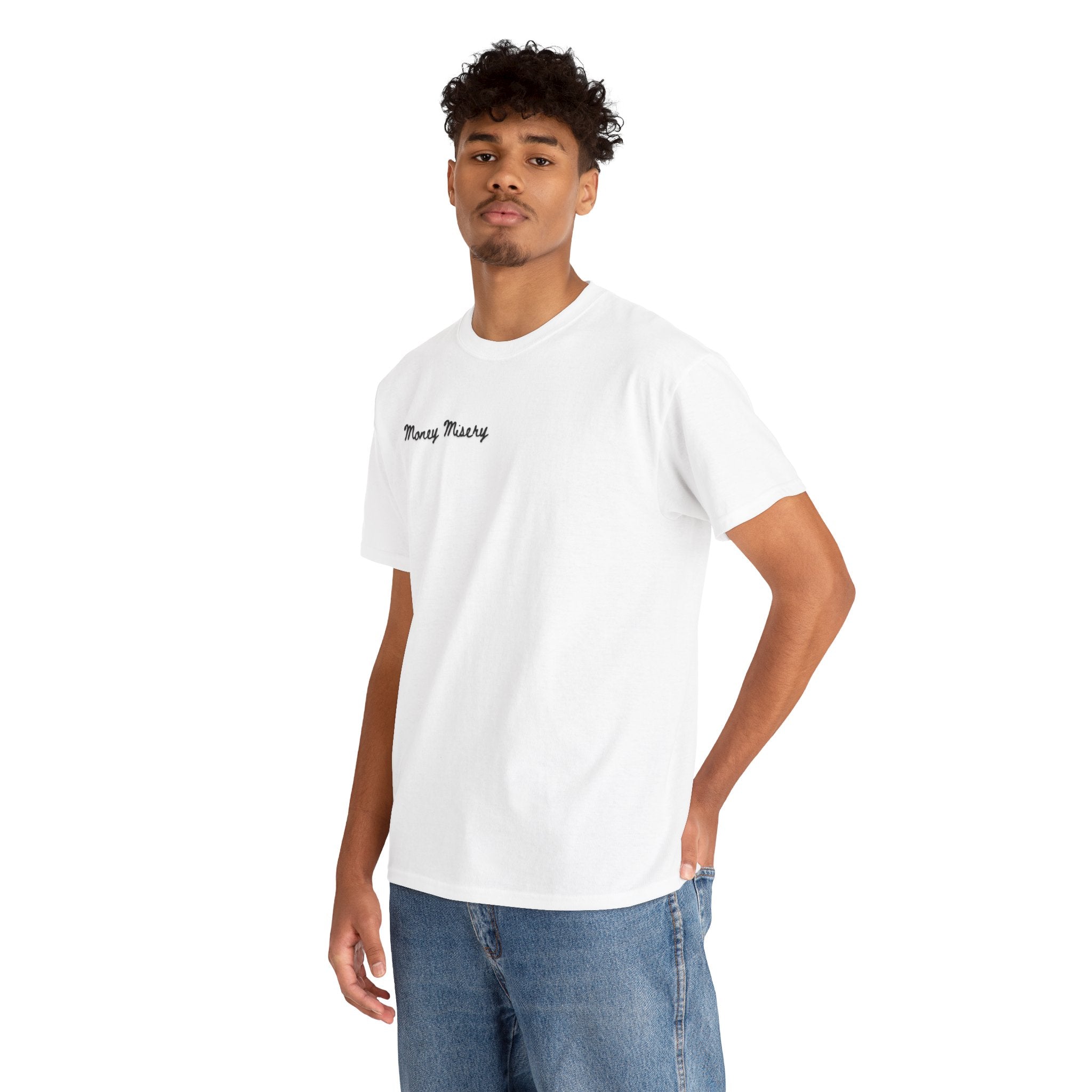 Graphic Tee — 'Money Misery / Not Everything Has a Price' Minimal Script T-Shirt