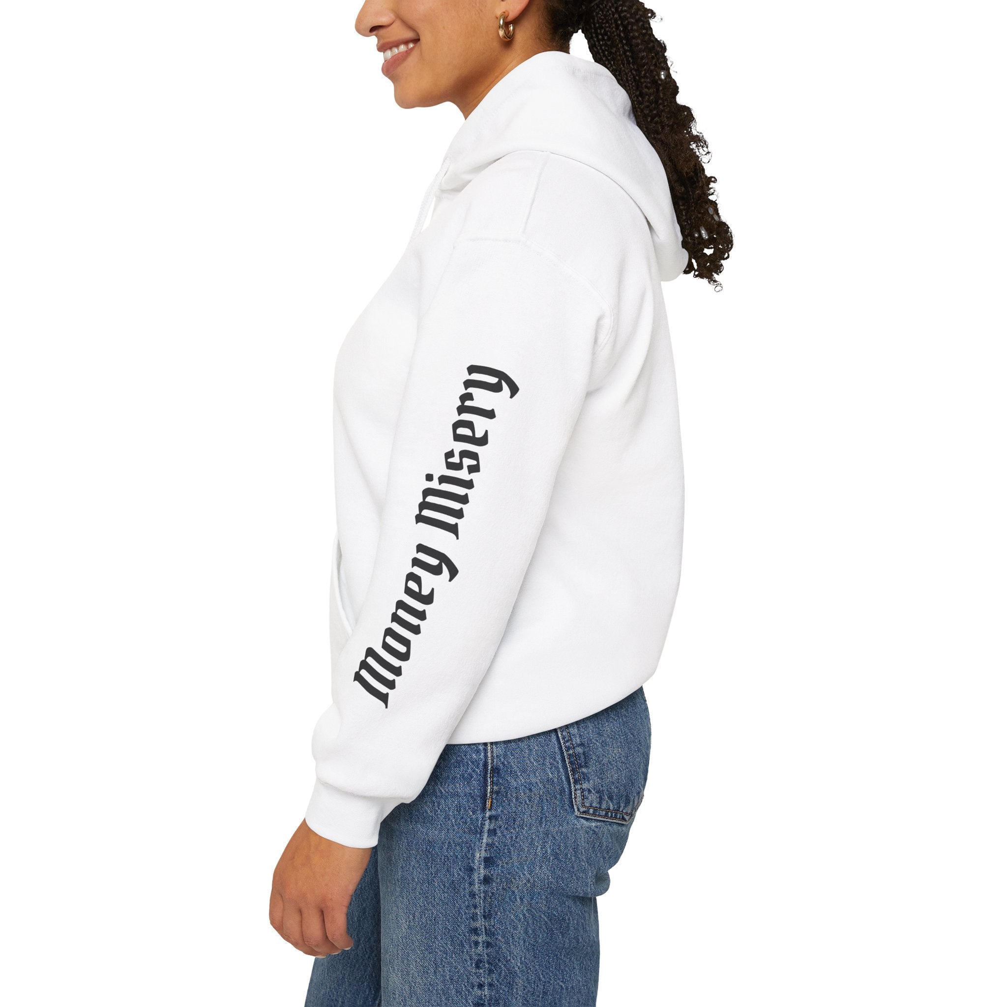 Aesthetic Pink or White Hoodie — "Money Misery" Graphic Pullover