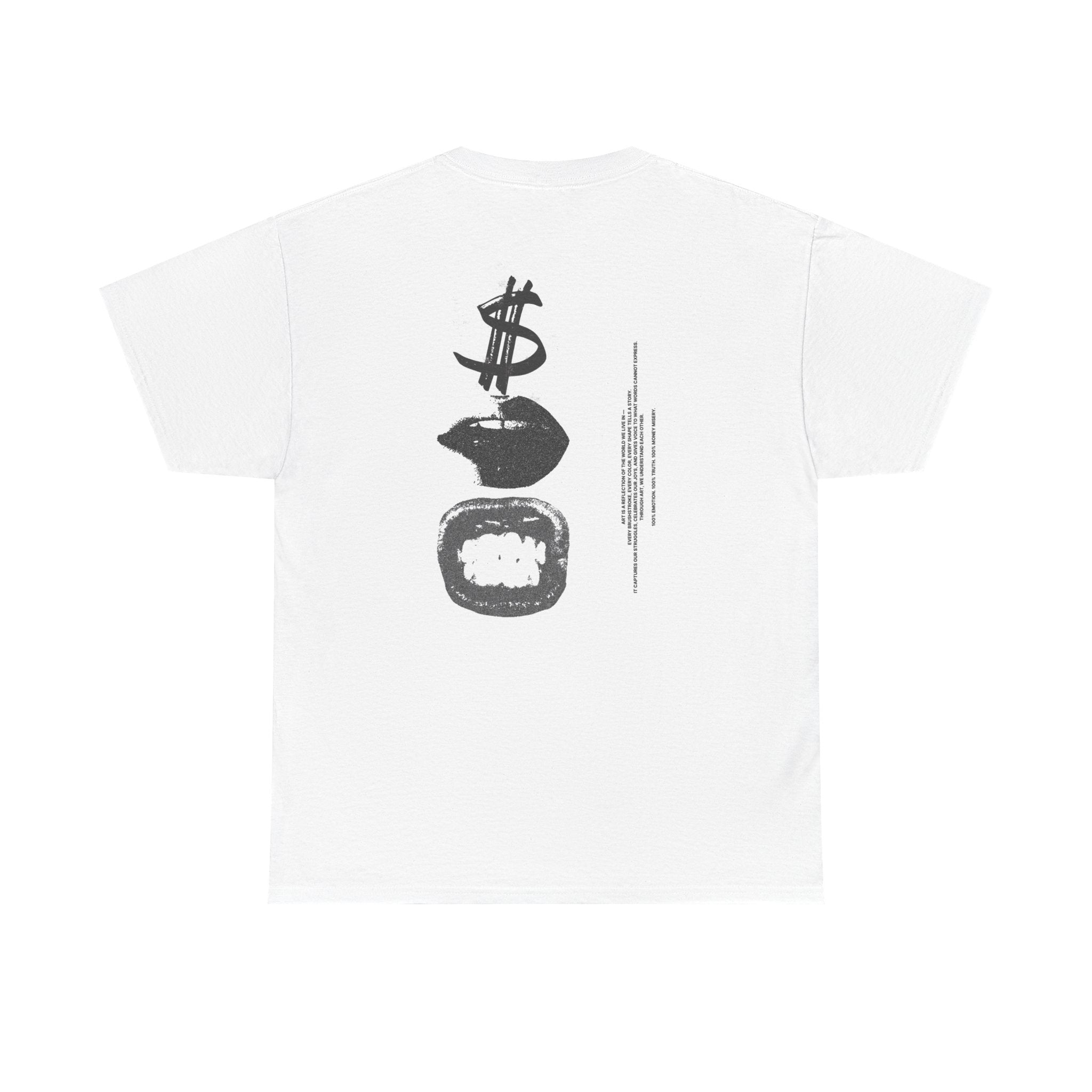 Graphic Tee — Minimalist Money Symbols Back Print ("Money Mistery")